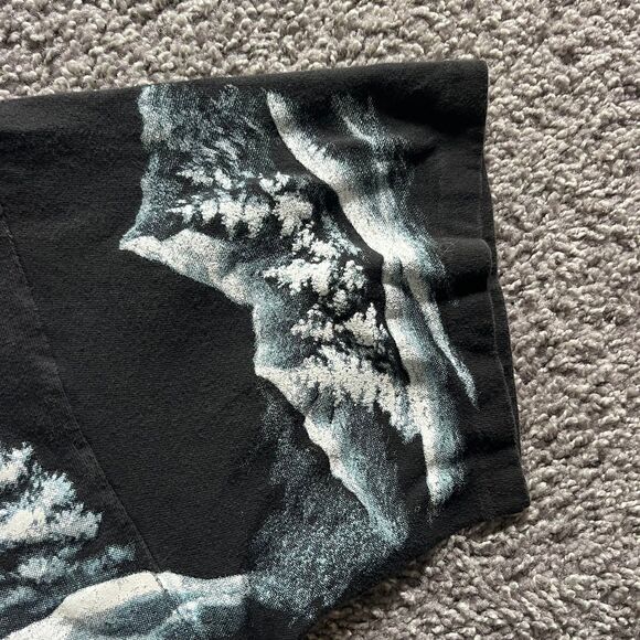 VTG 90s Wolves Wolf Nature Moon All Over Print T Shirt Sz Large Black Harlequin - Picture 5 of 8